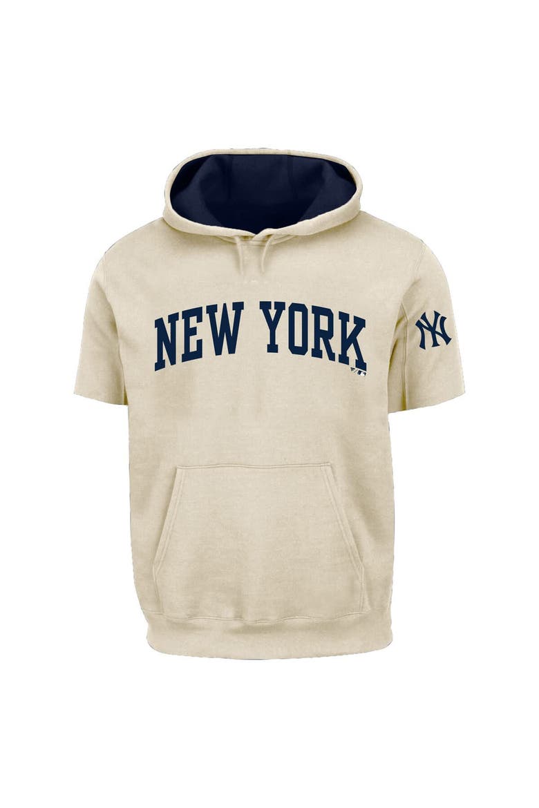 Men's Fanatics  Cream/Navy New York Yankees Big & Tall Contrast Short Sleeve Hoodie, Alternate, color, Cream