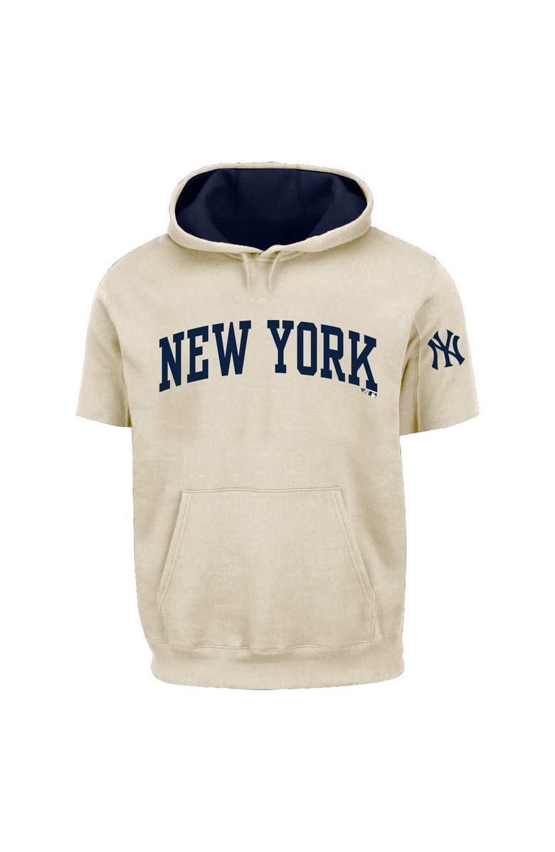 FANATICS Men's Fanatics  Cream/Navy New York Yankees Big & Tall Contrast Short Sleeve Hoodie, Alternate, color, Cream