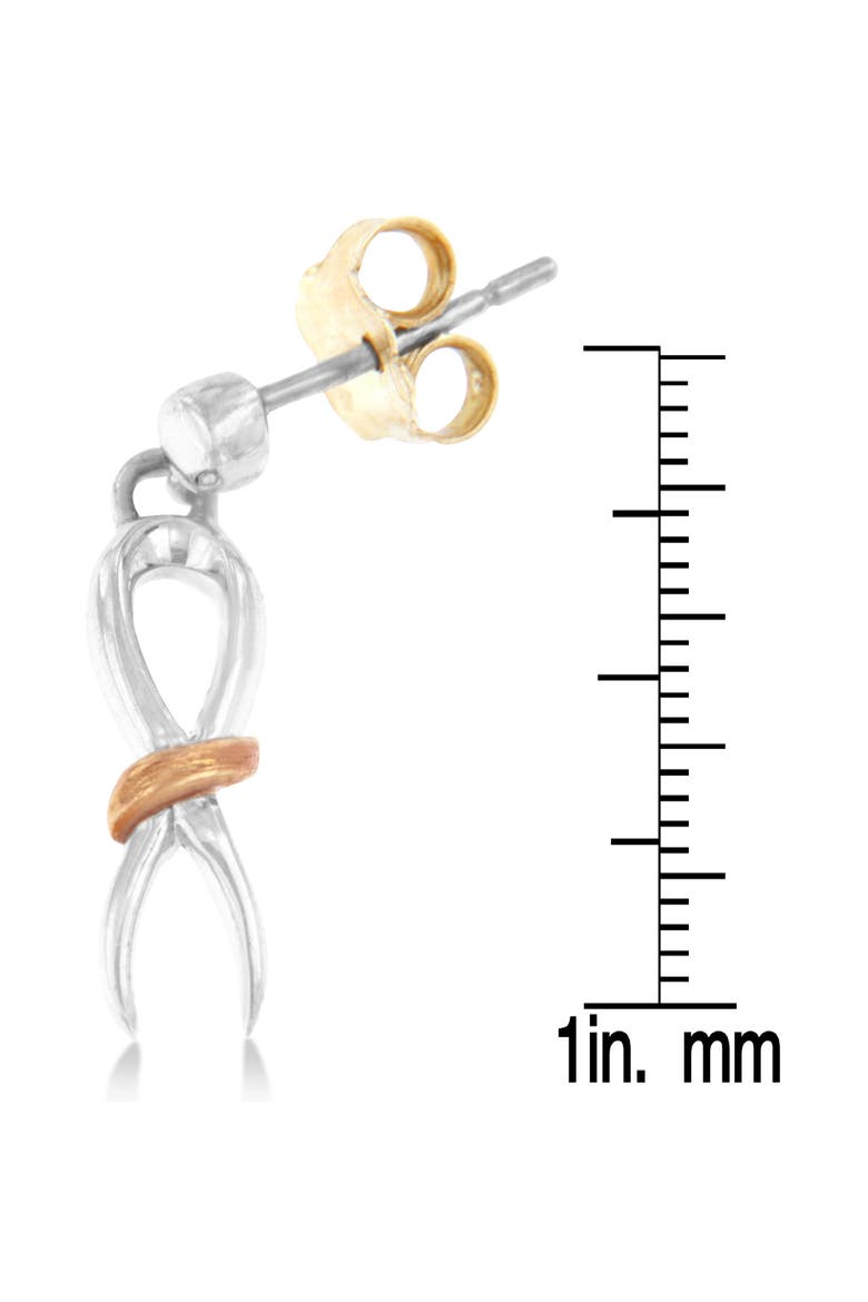 10K Two-Toned Gold Over Silver Awareness Ribbon Dangle Earrings, Alternate, color, Yellow