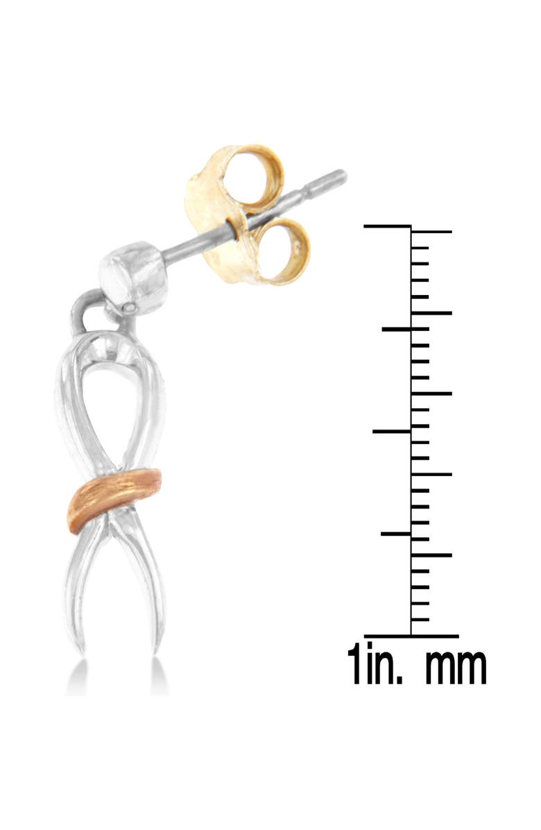 Haus of Brilliance 10K Two-Toned Gold Over Silver Awareness Ribbon Dangle Earrings, Alternate, color, Yellow
