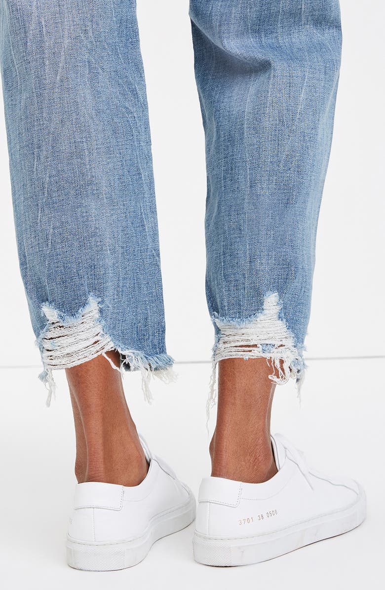 7 For All Mankind Alexa Frayed High Waist Crop Wide Leg Jeans, Alternate, color, Blue