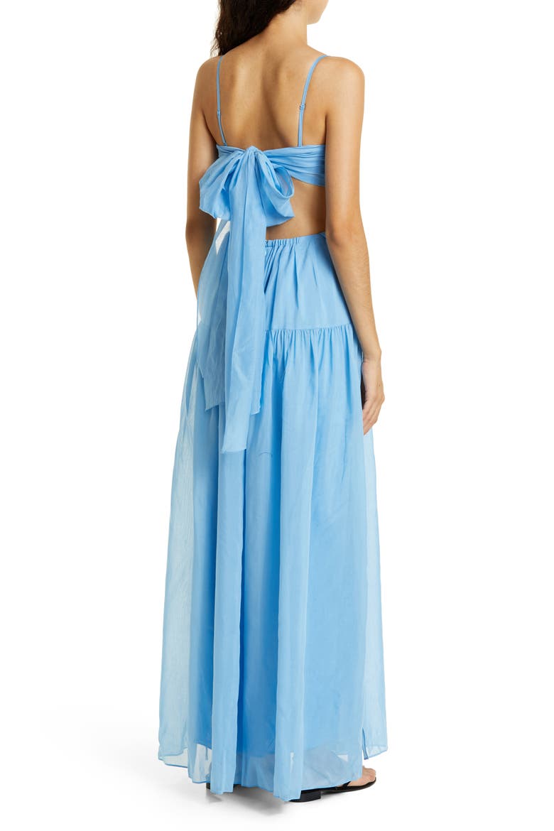 Cutout Cotton & Silk Dress, Alternate, color, AZUL BLUE