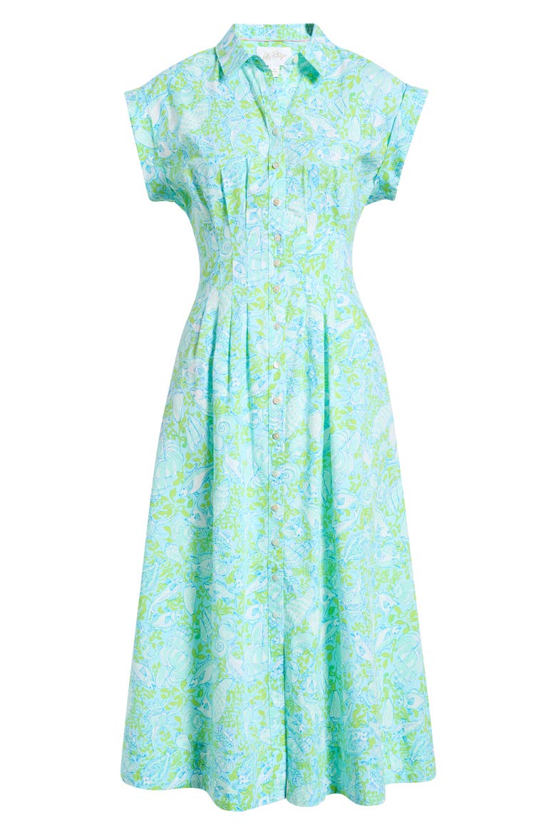 Tonya Print Midi Shirtdress, Alternate, color, DAY DREAM BLUE THROW ME A LINE