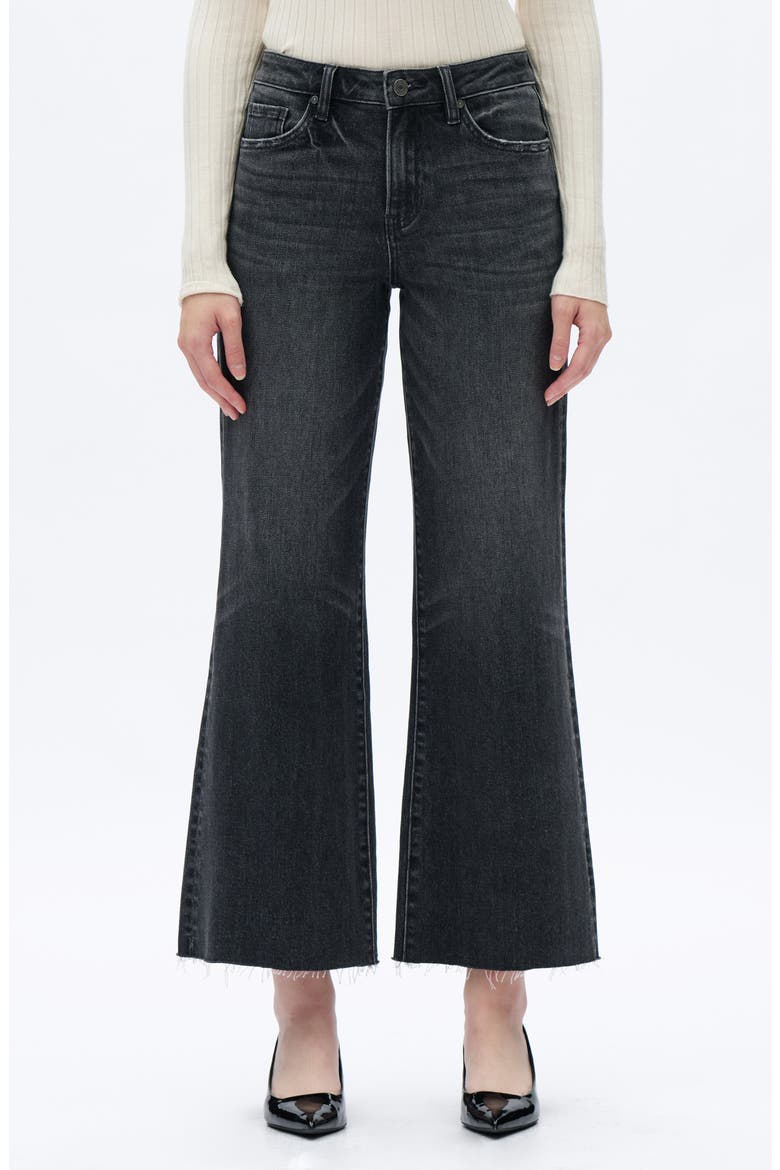 Raw Hem Mid Rise Wide Leg Jeans, Main, color, DARK GREY