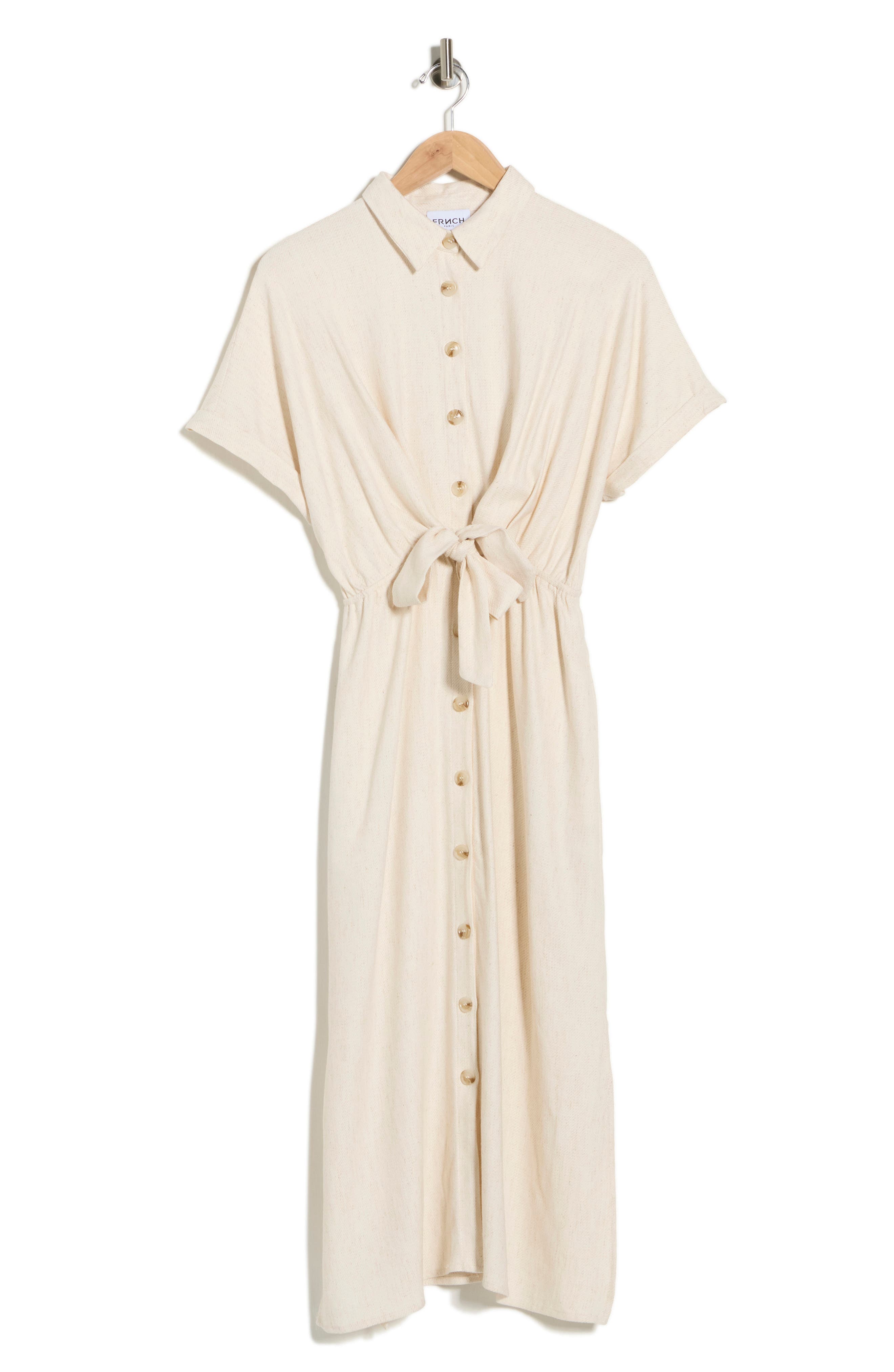 FRNCH Alienor Short Sleeve Tie Waist Shirtdress