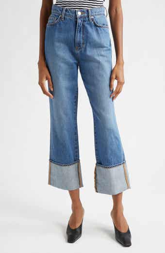 Veronica Beard Dylan Cuffed High Waist Relaxed Straight Leg Jeans