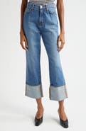 Veronica Beard Dylan Cuffed High Waist Relaxed Straight Leg Jeans