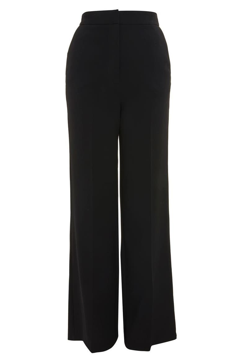 High Waist Wide Leg Trousers, Alternate, color, BLACK