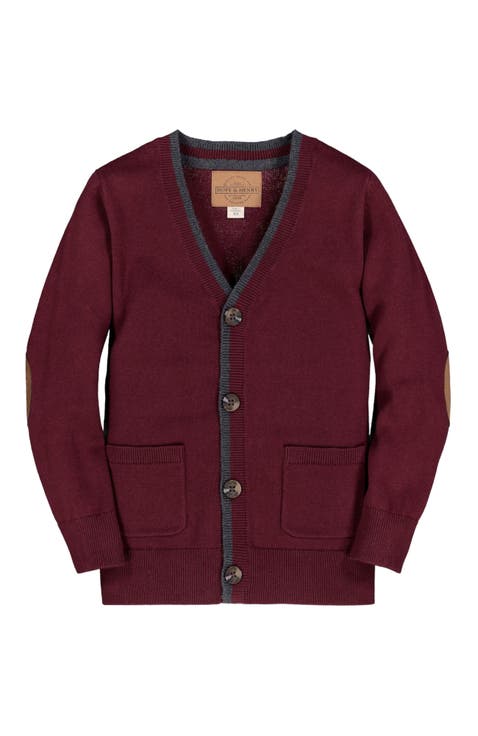 Baby Boys' Organic Tipped Cardigan with Elbow Patches, Infant