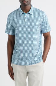 Swannies Tempo Quatrefoil Print Performance Golf Polo
