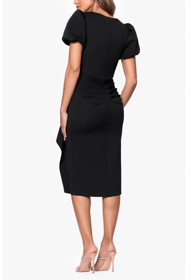 Puff Sleeve Sheath Cocktail Dress, Alternate, color, BLACK