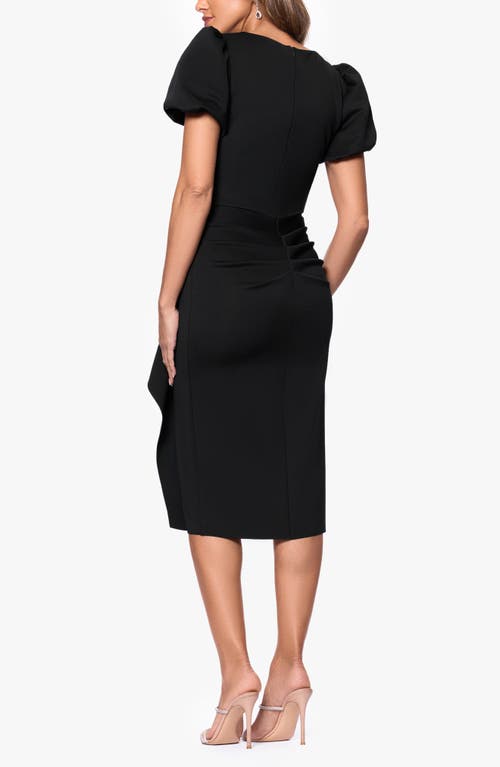 XSCAPE EVENINGS XSCAPE EVENINGS PUFF SLEEVE SHEATH COCKTAIL DRESS