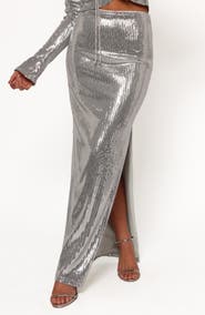 Petal & Pup Blaise Sequin Side Slit Maxi Skirt