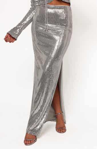 Petal & Pup Blaise Sequin Side Slit Maxi Skirt