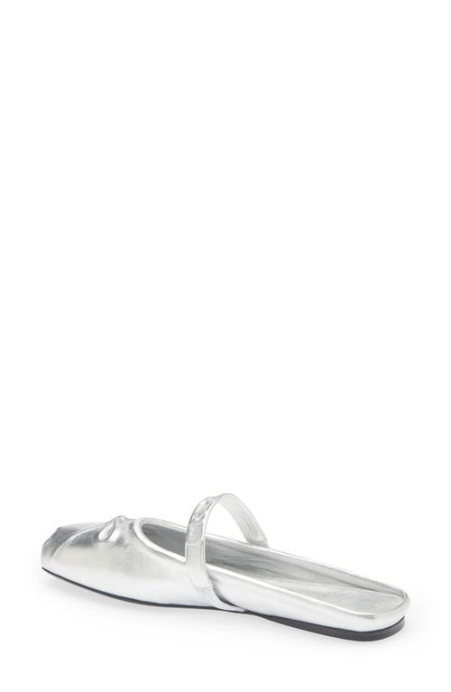 Marni Silver Leather Little Bow Sabot Slippers In Silver