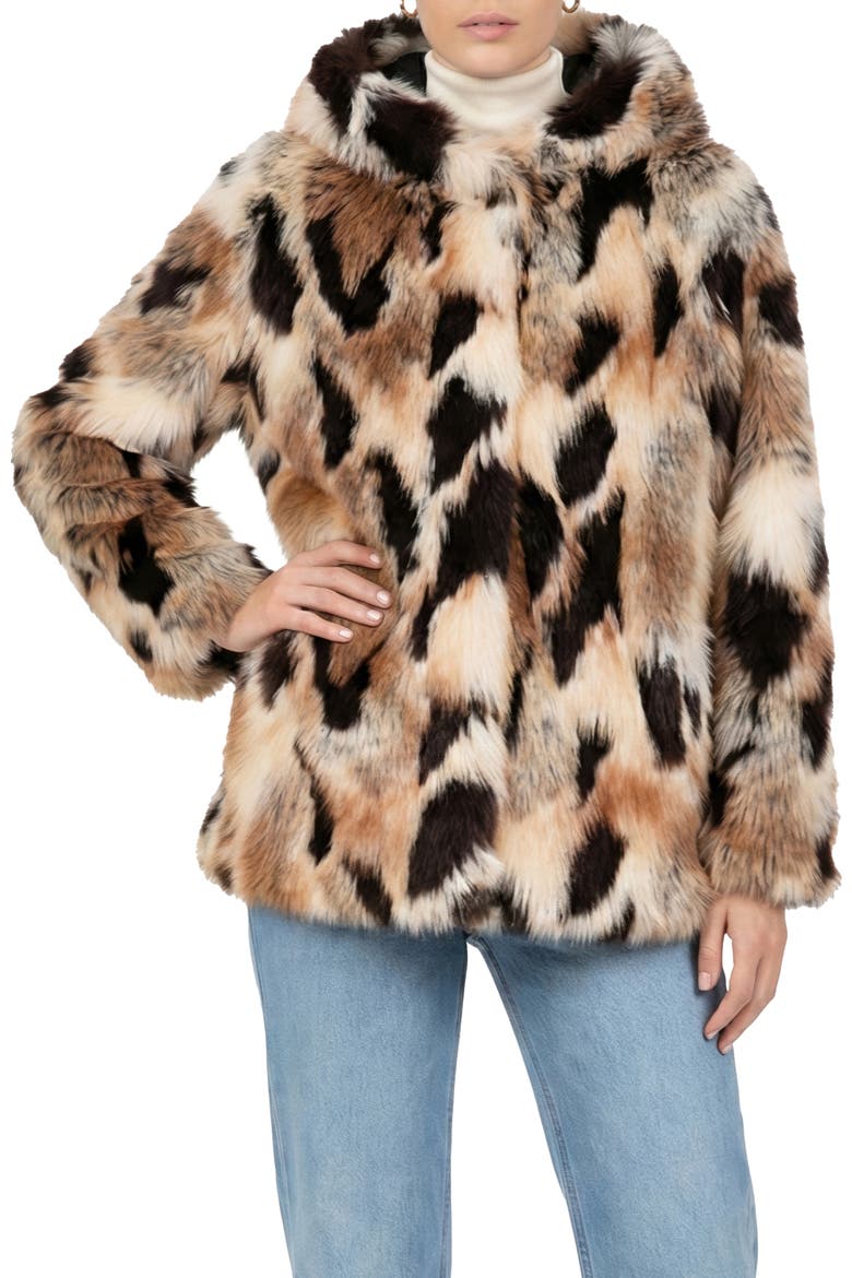 Fur-Free Gold Fox (Faux Fur) Jacket, Hood, Alternate, color, GOLD