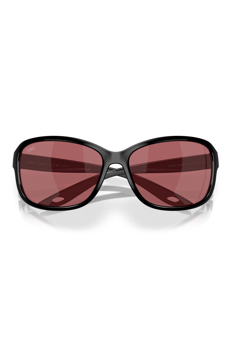 Seadrift 58mm Polarized Square Sunglasses, Alternate, color, BLACK / ROSE 580G