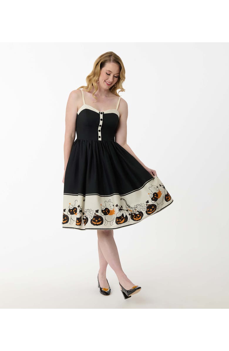 Unique Vintage 1950s Sleeveless Swing Dress, Main, color, Black