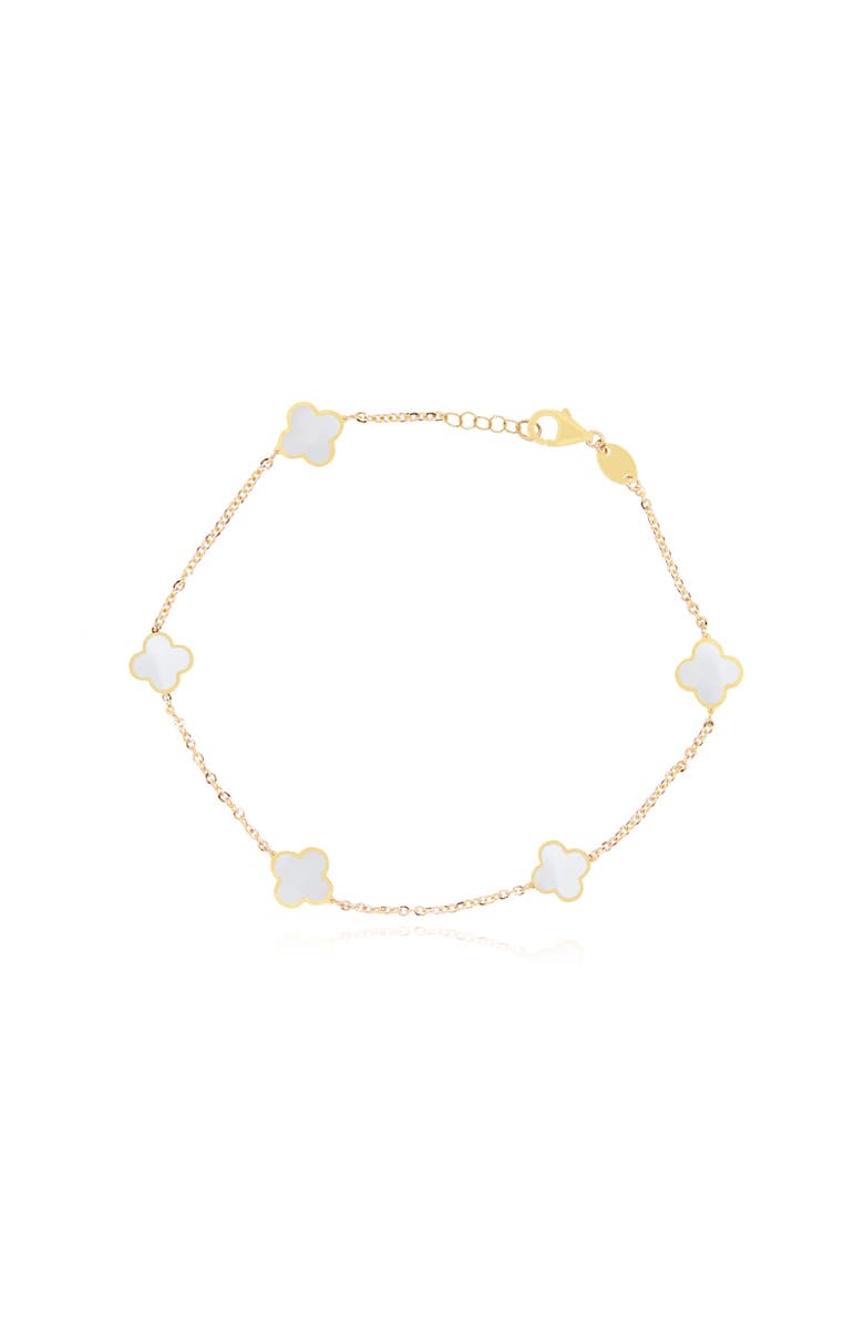 The Lovery Fine Jewelry Mini Mother of Pearl Clover Bracelet, Main, color, Mother Of Pearl
