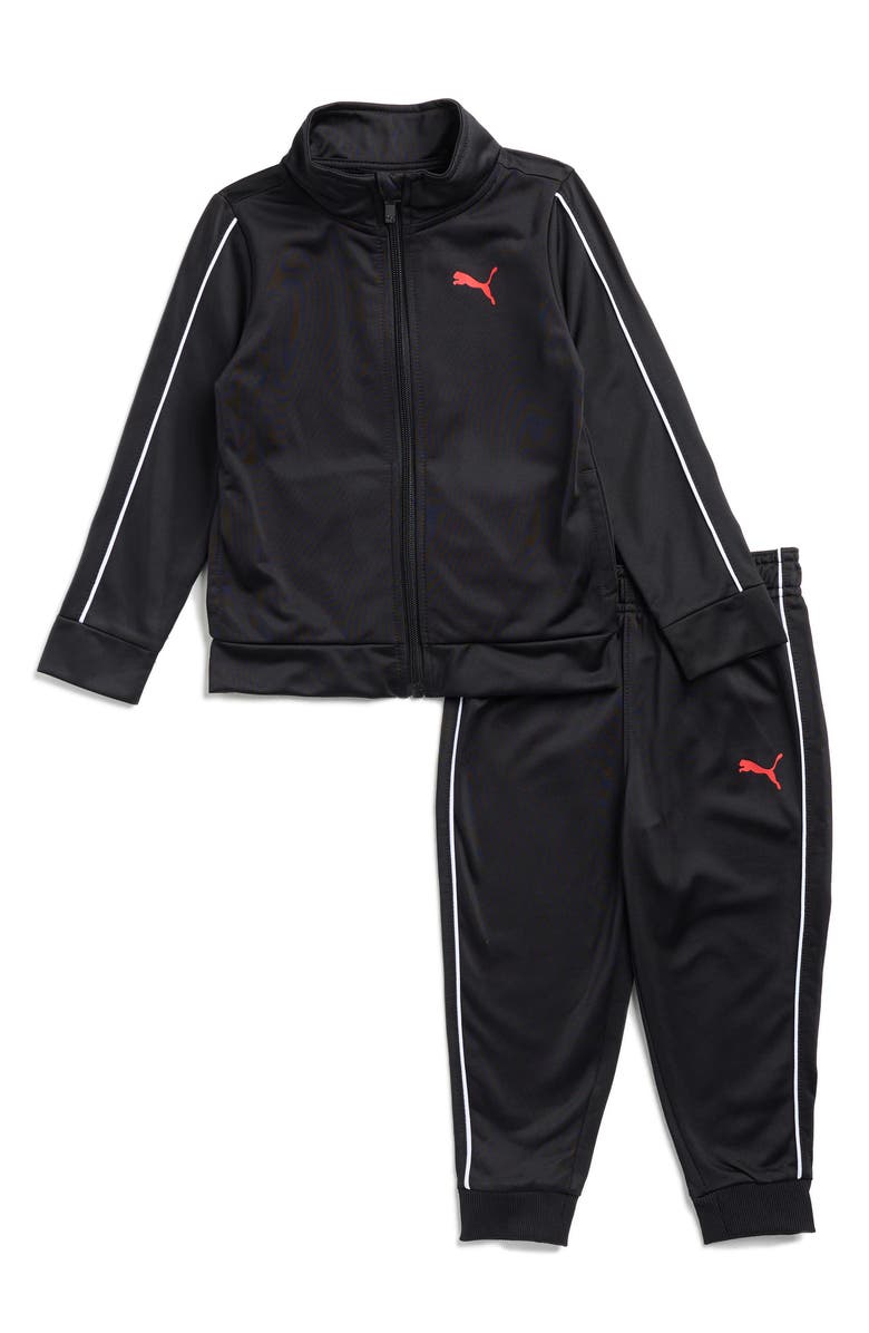 PUMA Kids' Logo Print Tricot Track Jacket & Joggers Set, Main, color, Black