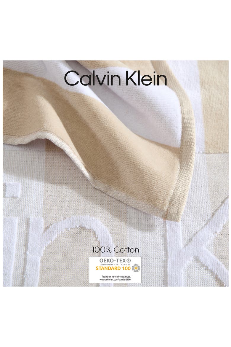Beach Stripe Logo Towel, Alternate, color, BEIGE WHITE