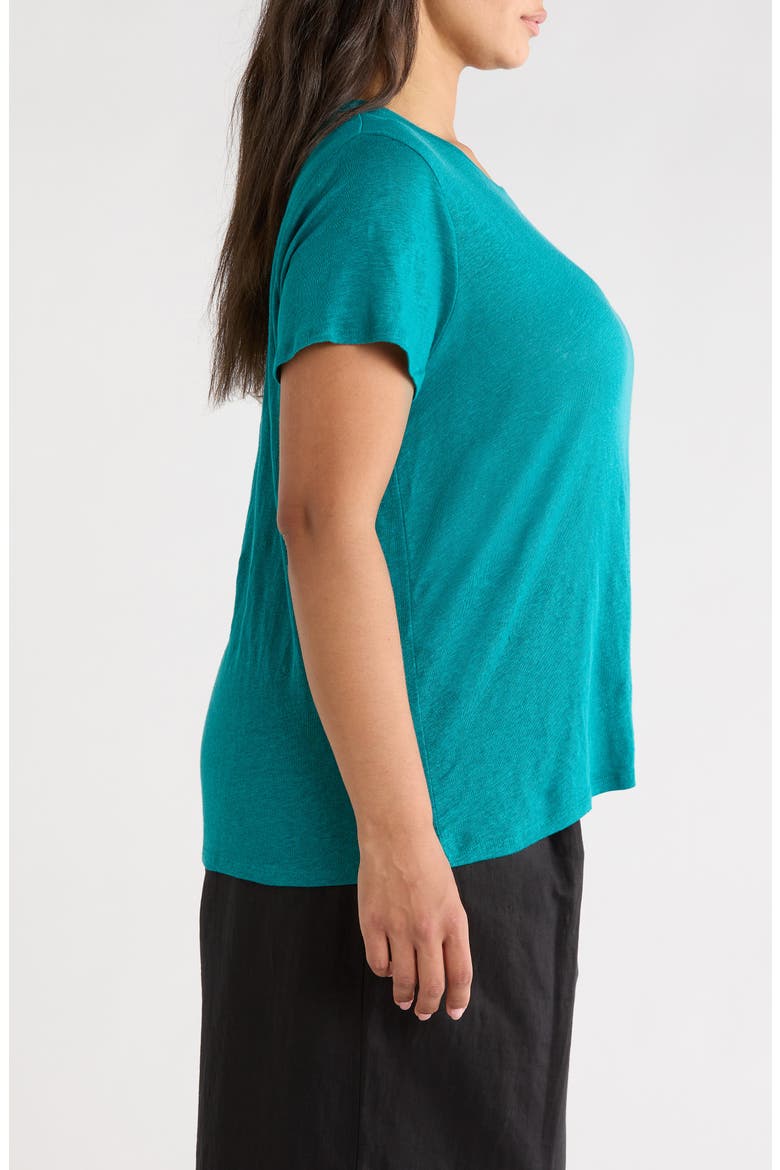 Organic Linen Crewneck T-Shirt, Alternate, color, TEAL