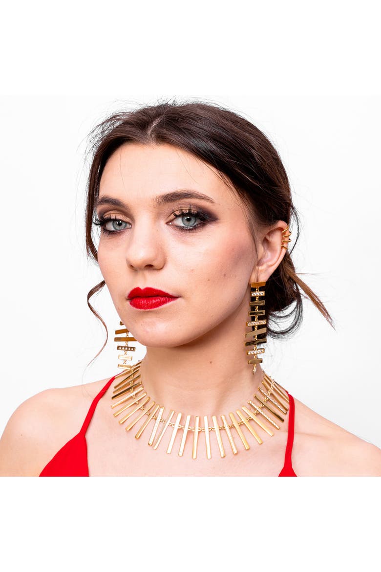 Wind Chime Earrings, Alternate, color, Gold