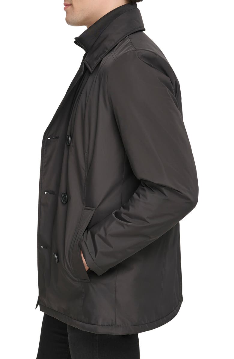 Kenneth Cole Water Resistant Double Breasted Bib Coat, Alternate, color, Black