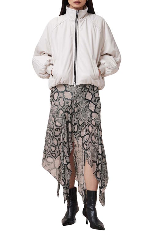 Allsaints Womens Cassie Snake-print Woven Midi Skirt Flow Ecru Whit In Flow Ecru White