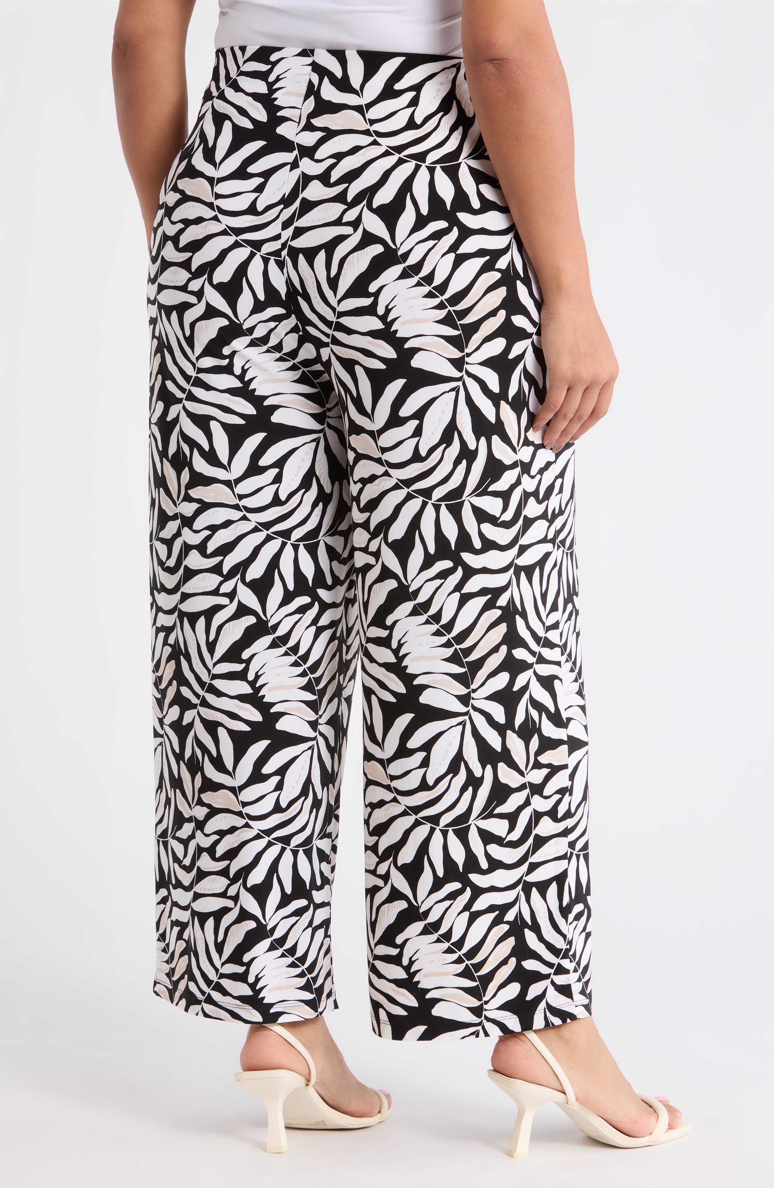 Print Knit Crop Wide Leg Pants - image 2
