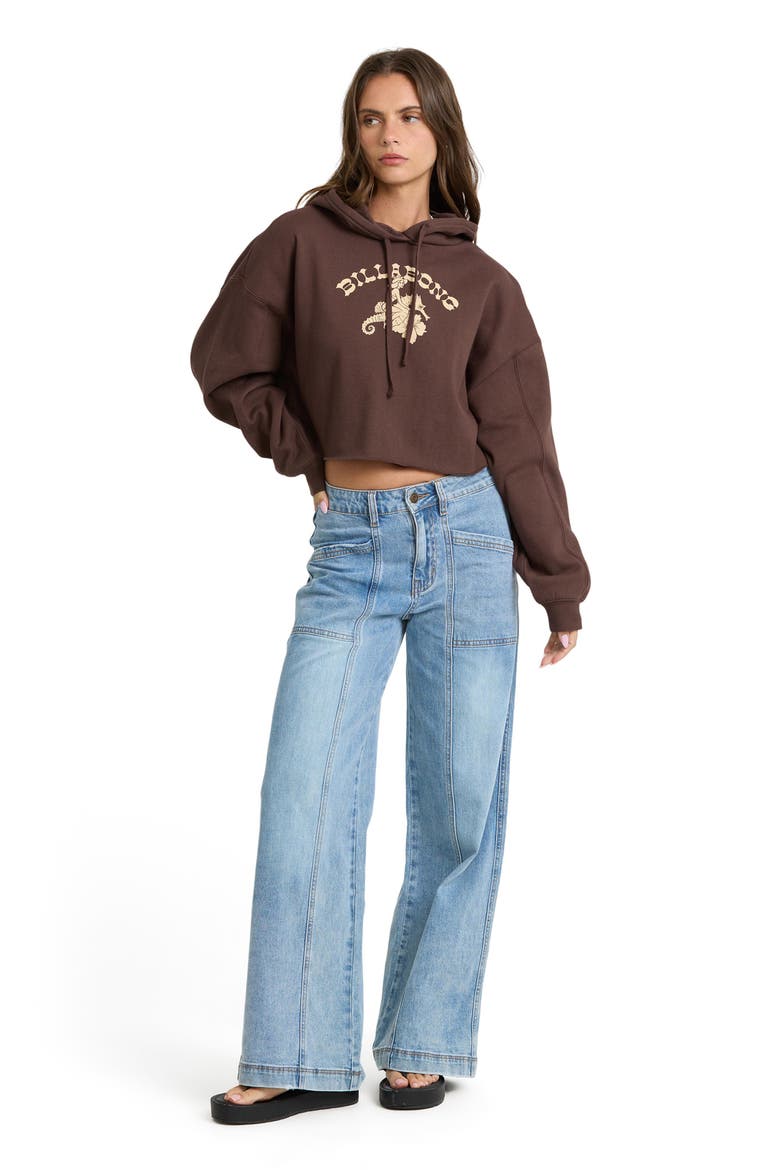 Giddy Up Graphic Oversized Cropped Hoodie, Alternate, color, TEAK