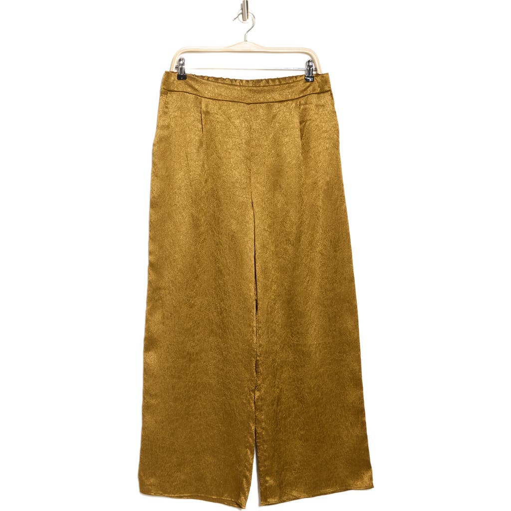 Pleione Textured Satin Pull-on Pants In Bronze