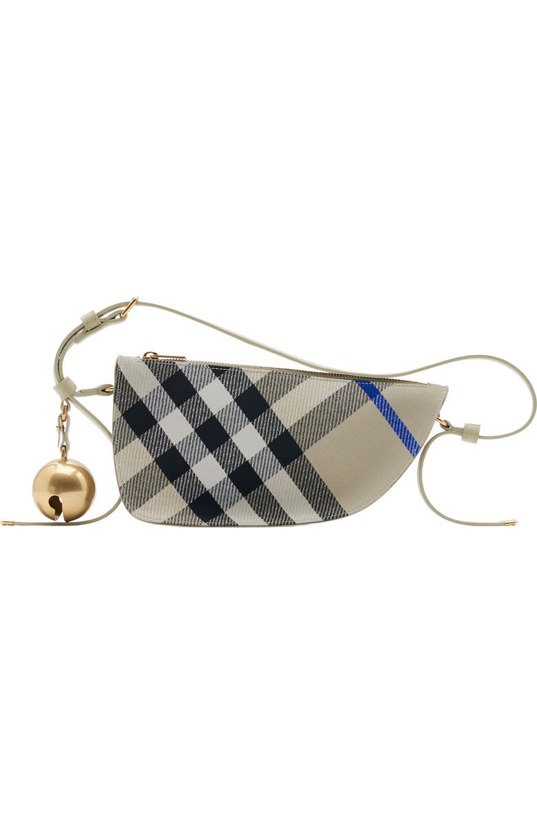Burberry Mini Shield Check Jacquard Sling Bag, Main, color,