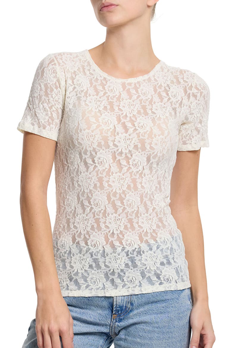 Signature Lace Long Sleeve Top, Main, color, MARSHMALLOW