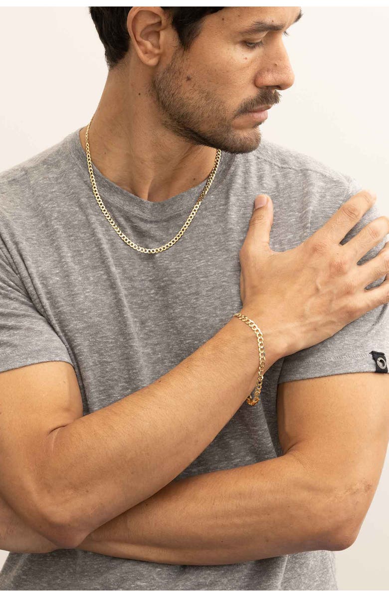 Oradina Men's Carmine Curb Bold Chain in 10K Gold, Alternate, color, 