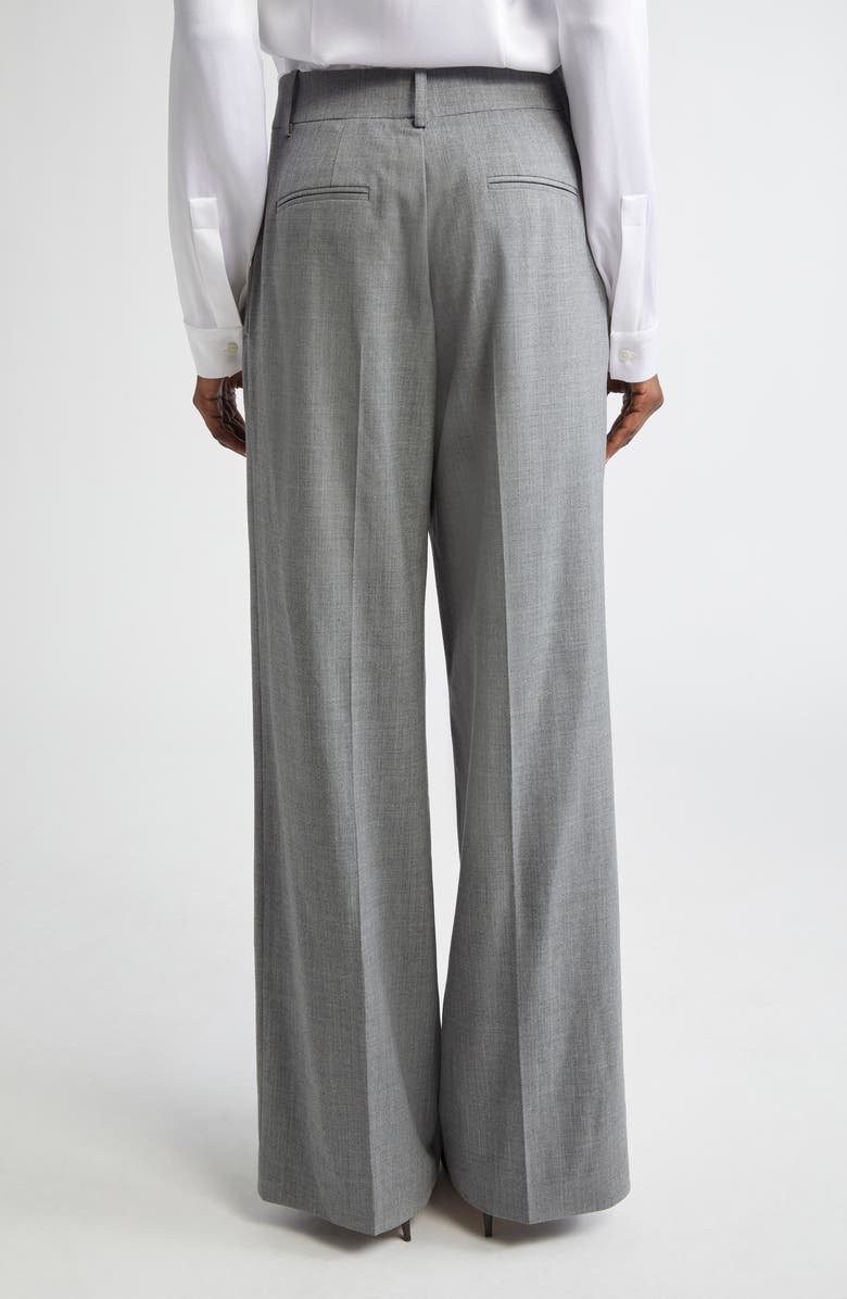 Michael Kors Collection Pleated Slouch Stretch Wool Trousers, Alternate, color, Banker Melange