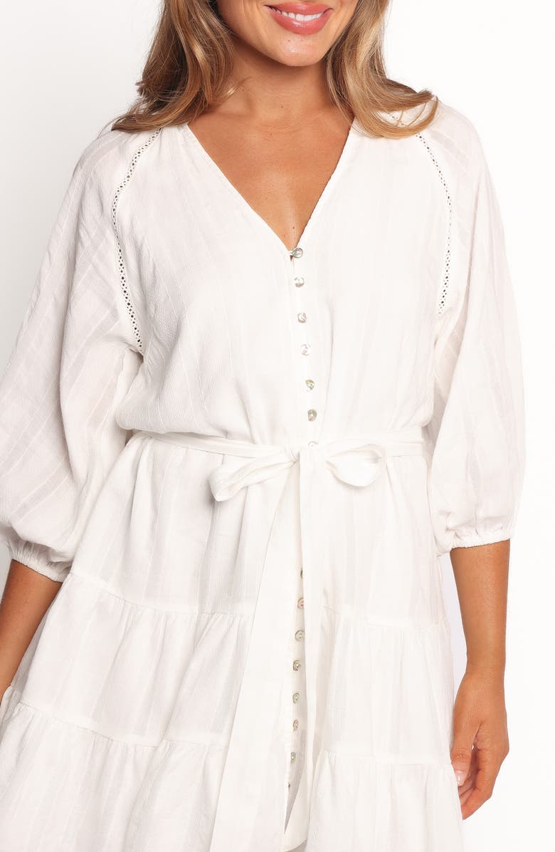 Petal & Pup Alex Tie Waist Flare Minidress, Alternate, color, White