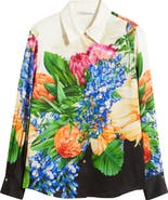 Elie Tahari The Madeline Floral Stretch Silk Button-Up Shirt