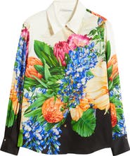Elie Tahari The Madeline Floral Stretch Silk Button-Up Shirt