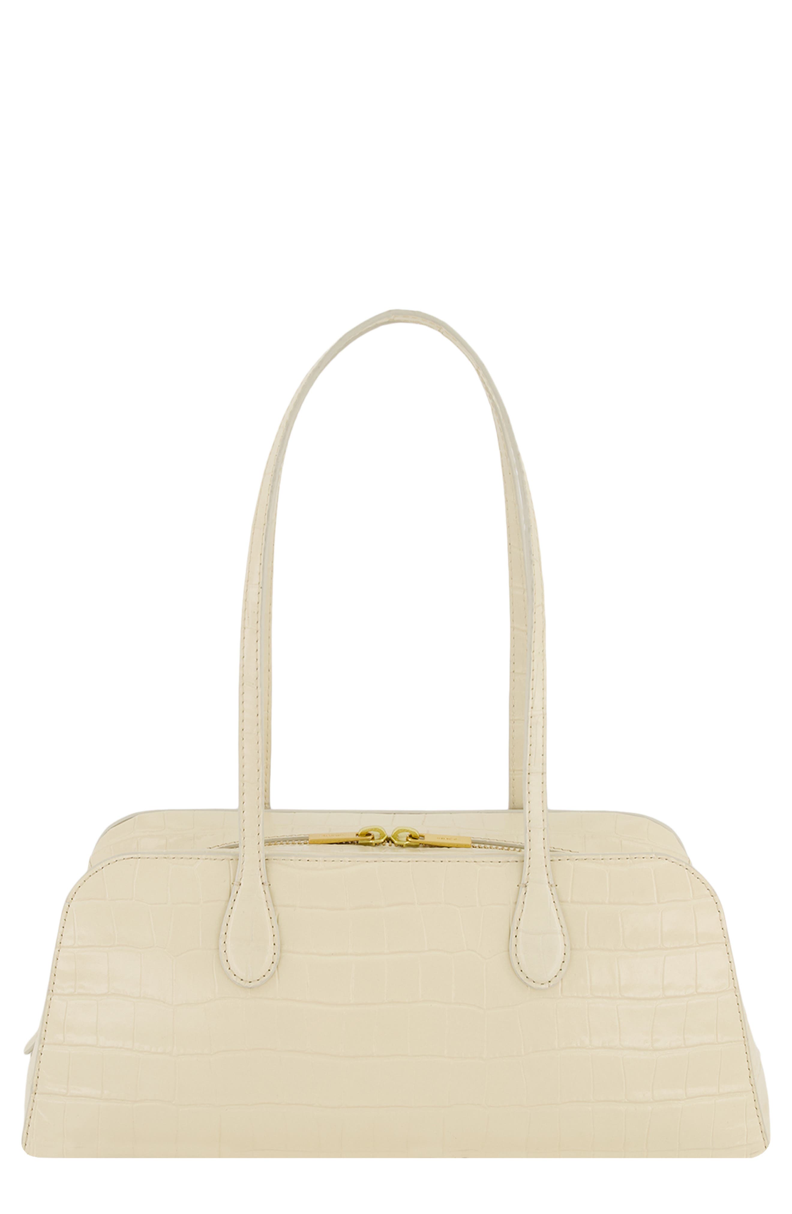 Vince Athene Croc Embossed Leather East/West Shoulder Bag, Main, color, Moonlight