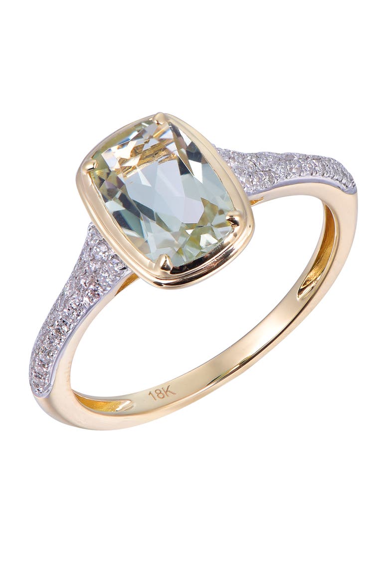 Green Amethyst Ring with Diamonds, Main, color, Green
