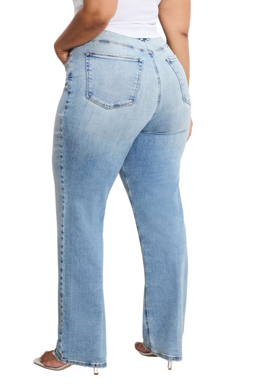 Good American Soft-tech Good True Straight Leg Jeans In Blue