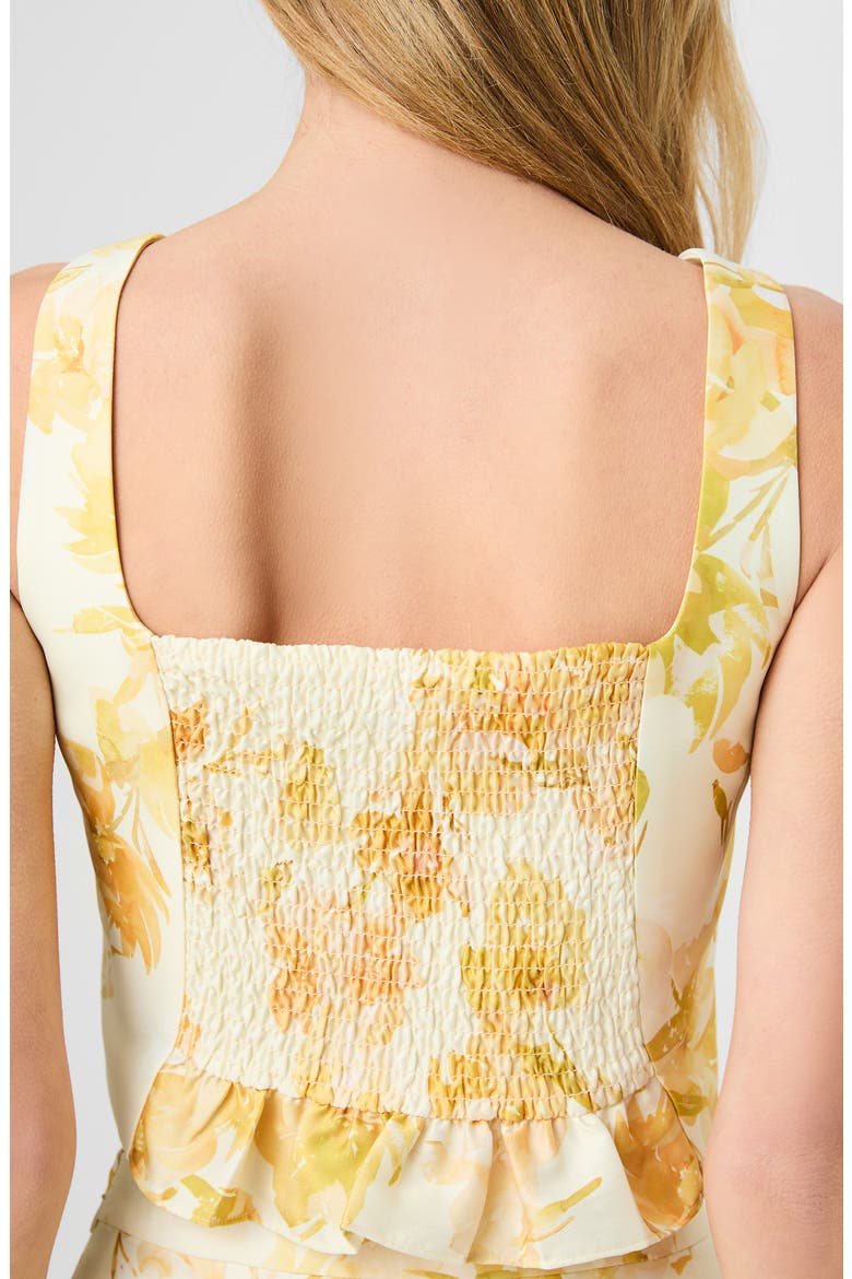 Sophie Floral Sleeveless Taffeta Crop Top, Alternate, color, DAISY YELLOW SOPHIE FLOWER