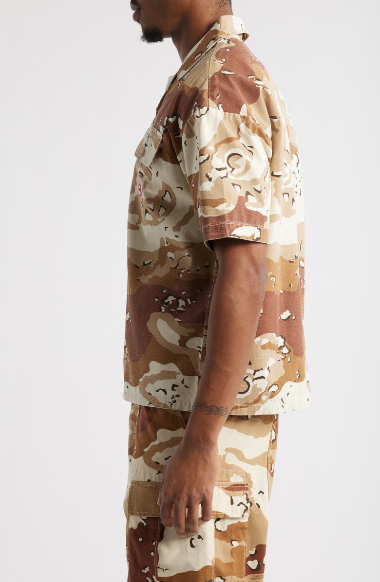 ICECREAM Desert Crop Camo Cotton Ripstop Camp Shirt, Alternate, color, Camo