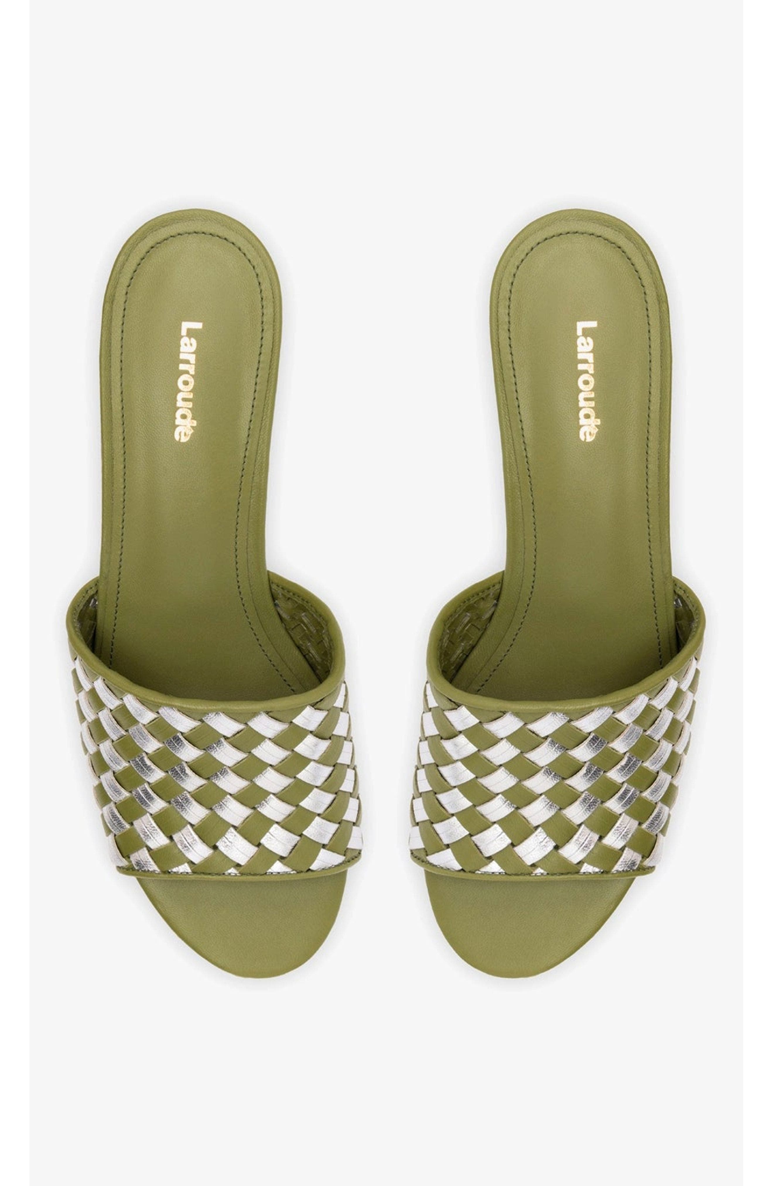 Larroudé Woven Leather Miso Platform Sandal, Alternate, color, 