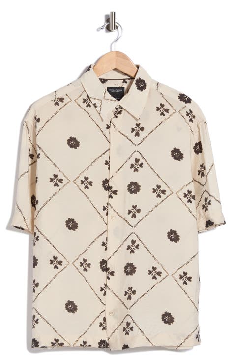 Floral Textured Short Sleeve Button-Up Shirt