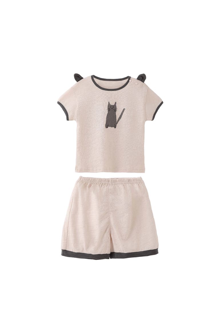 Cat Pajama Set, Main, color, Beige
