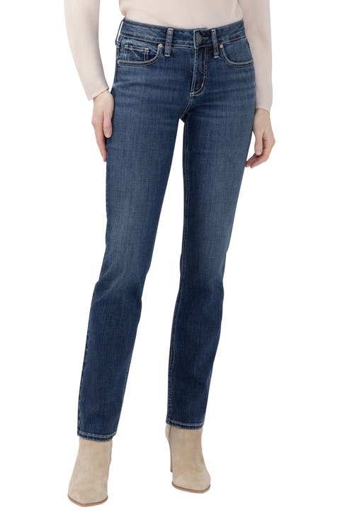 Suki Curvy Mid Rise Straight Leg Jeans