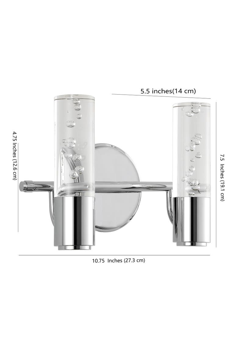 Bolha 2-Light Minimalist Modern Bubble Acrylic/Iron Integrated LED Vanity Light, Alternate, color, Chrome