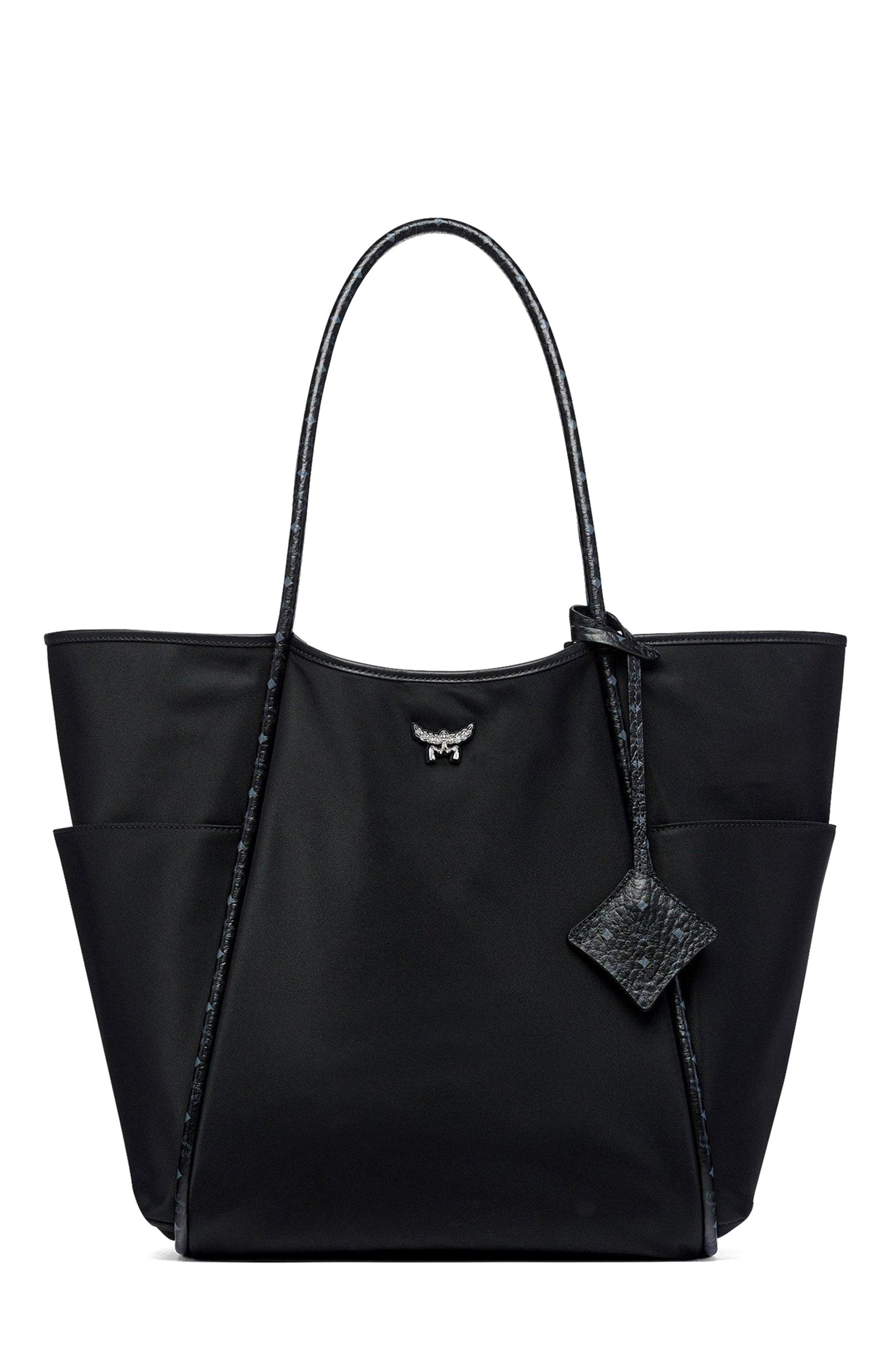 MCM Aren Shopper in ECONYLÂ<sup>®</sup> and Leather, Main, color, Black